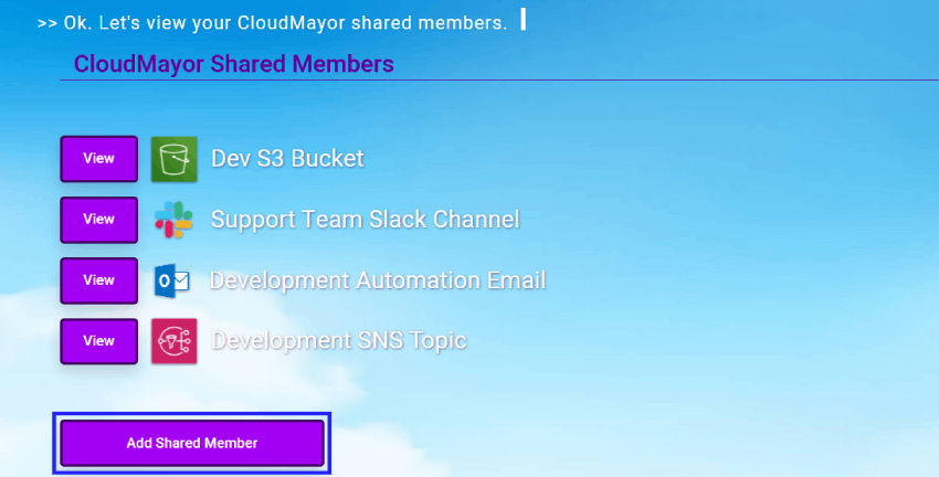 CloudMayor Credentials List Screenshot
