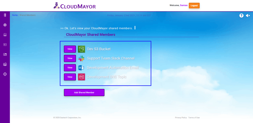 CloudMayor Shared Members Screenshot