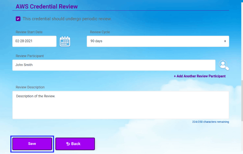 CloudMayor Credential Review Screenshot