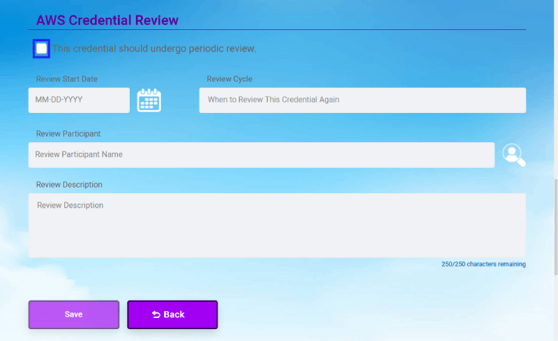 CloudMayor Credential Review Screenshot