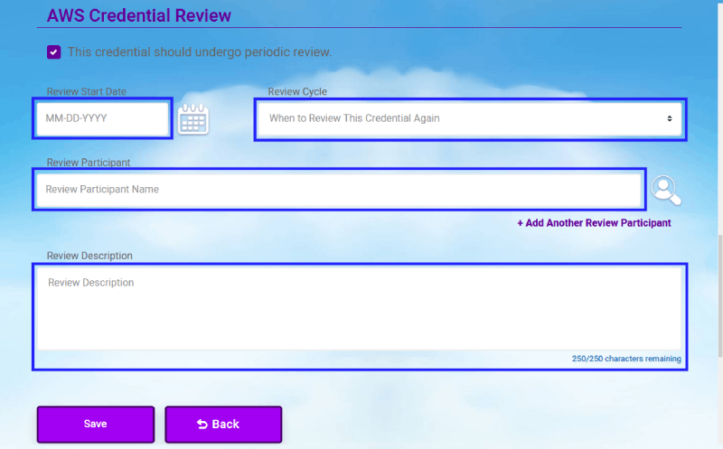 CloudMayor Credential Review Screenshot