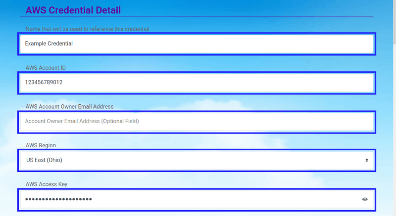 CloudMayor Credential Edit Screenshot