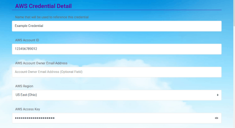 CloudMayor Credential View Screenshot