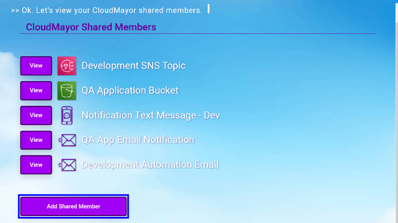 CloudMayor Shared Member List Screenshot