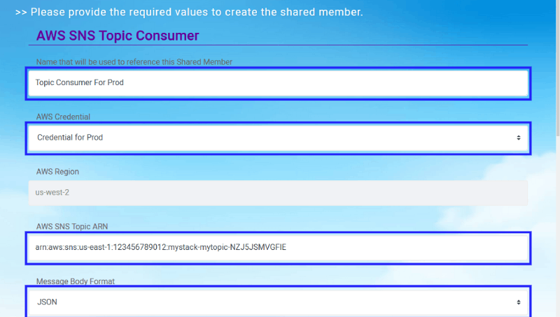 CloudMayor SNS Consumer View Form